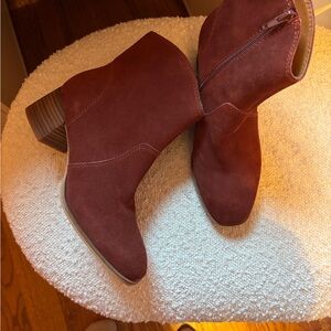 Women's Suede Ankle Boots - Burgundy